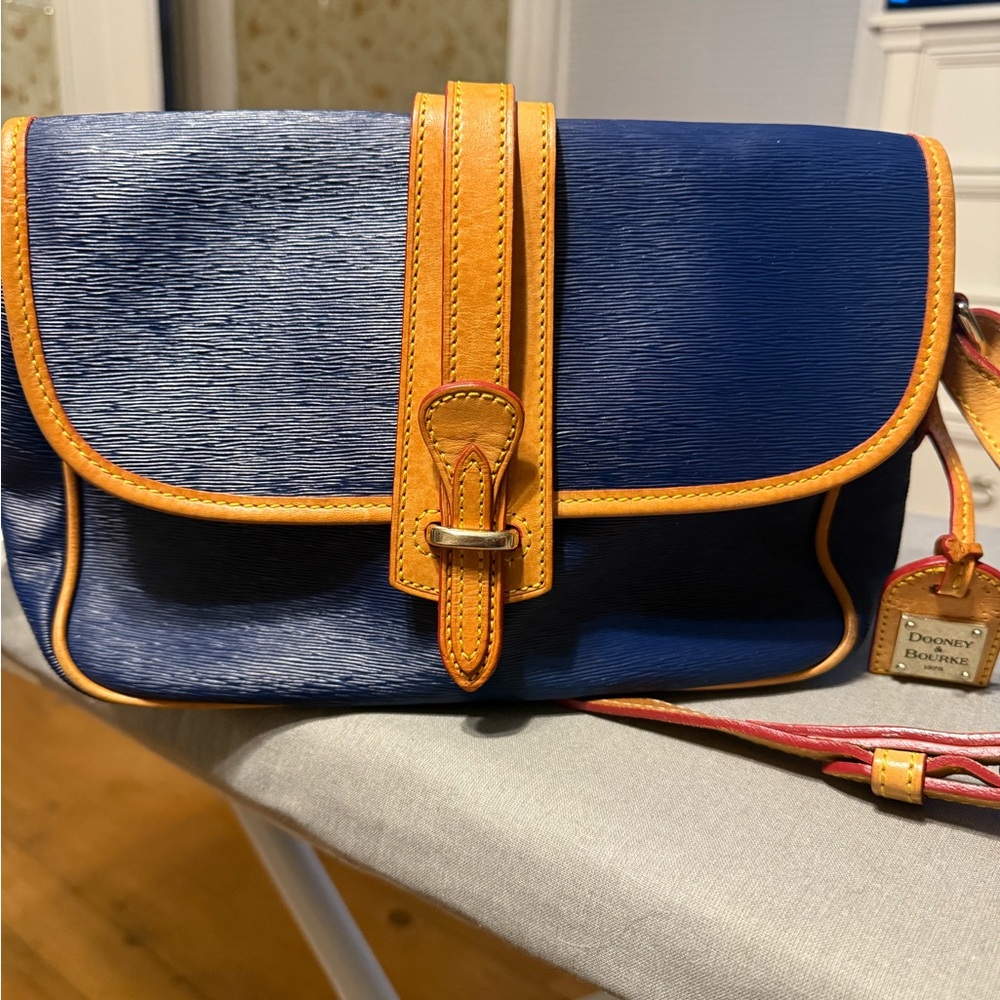 Dooney & Bourke Navy and Tan Leather Crossbody